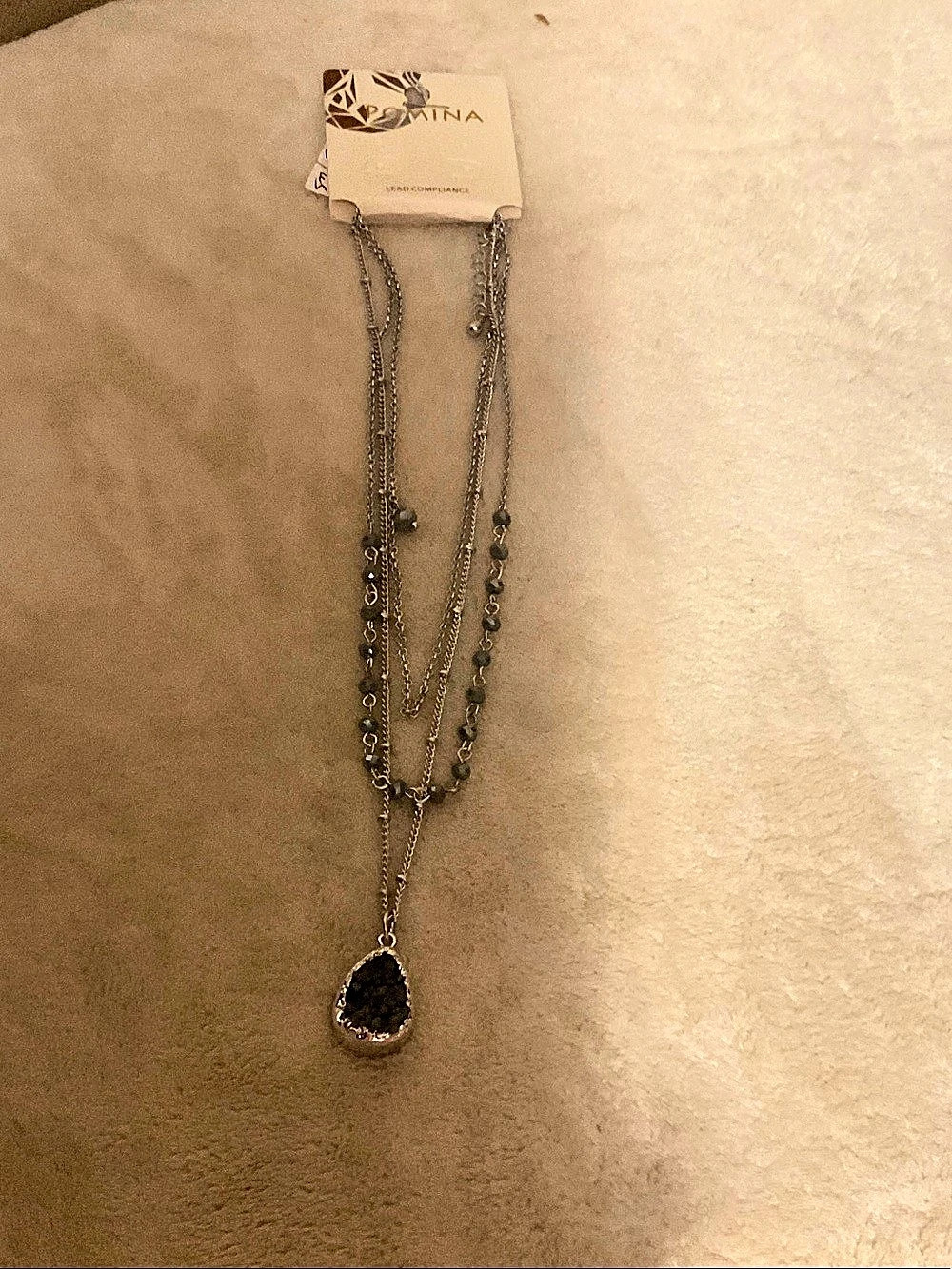Promina Layered Pendant Necklace in Gray & Silver NWT